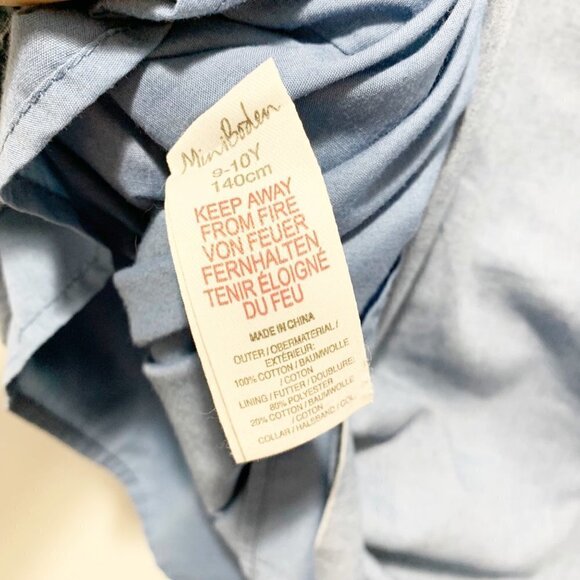 Mini Boden Chambray Embroidered Floral Dress Size 9/10 Peter Pan Collar - Picture 13 of 13